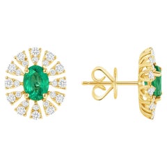 Pendientes de oro blanco de 14 quilates con esmeralda colombiana de 1,52 quilates y diamantes de 0,75 quilates
