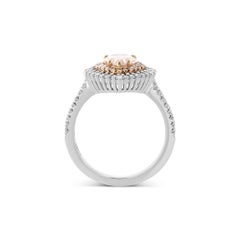 1.52 cts GIA Certified Light Pinkish Brown Pear Diamond Double Halo Ring