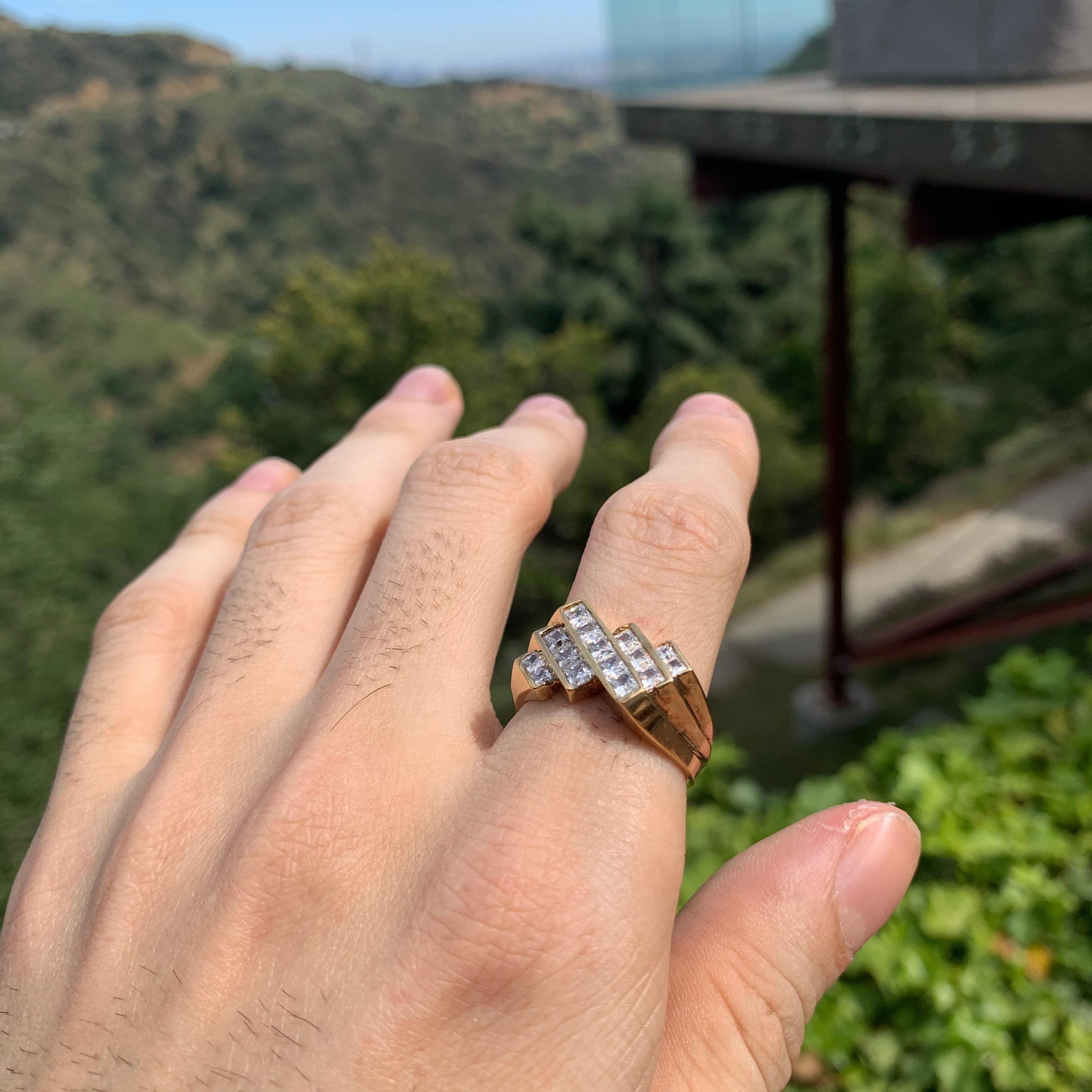 Retro 1.52 Carat Diamond Ring/Band, 14 Karat, 1980s Ben Dannie Original Design For Sale