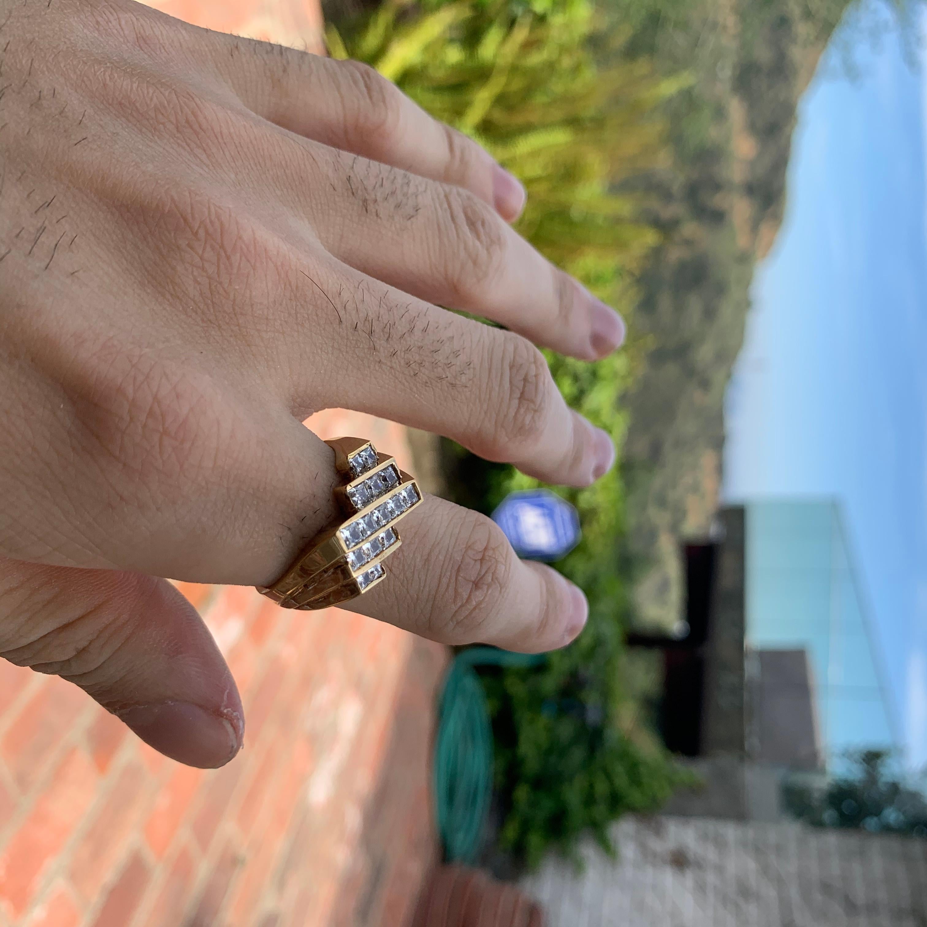 Round Cut 1.52 Carat Diamond Ring/Band, 14 Karat, 1980s Ben Dannie Original Design For Sale