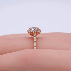 1.52 CTW GIA Certified Faint Pinkish Brown Diamond Halo Ring 18k Rose Gold