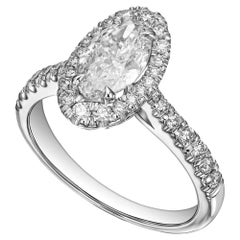 Anillo de compromiso de oro blanco de 18k con diamante natural ovalado de 1,52 tcw