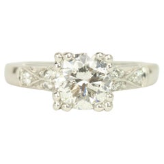 1.52 Total Carat Round Diamond 1950s-Inspired Platinum Engagement Ring