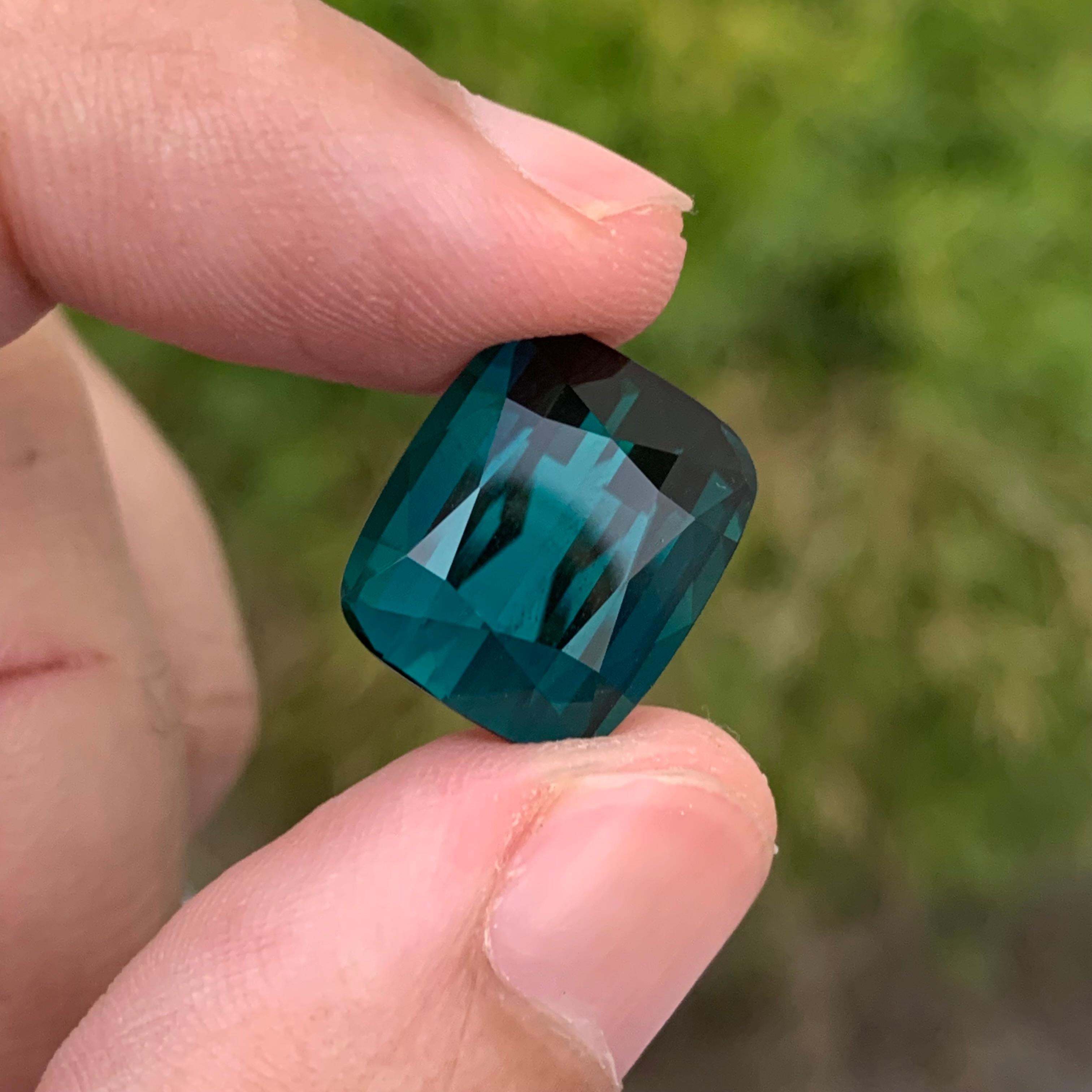Arts and Crafts 15.20 Carat Natural Loose Indicolite Tourmaline Big Cushion Shape Gemstone For Sale