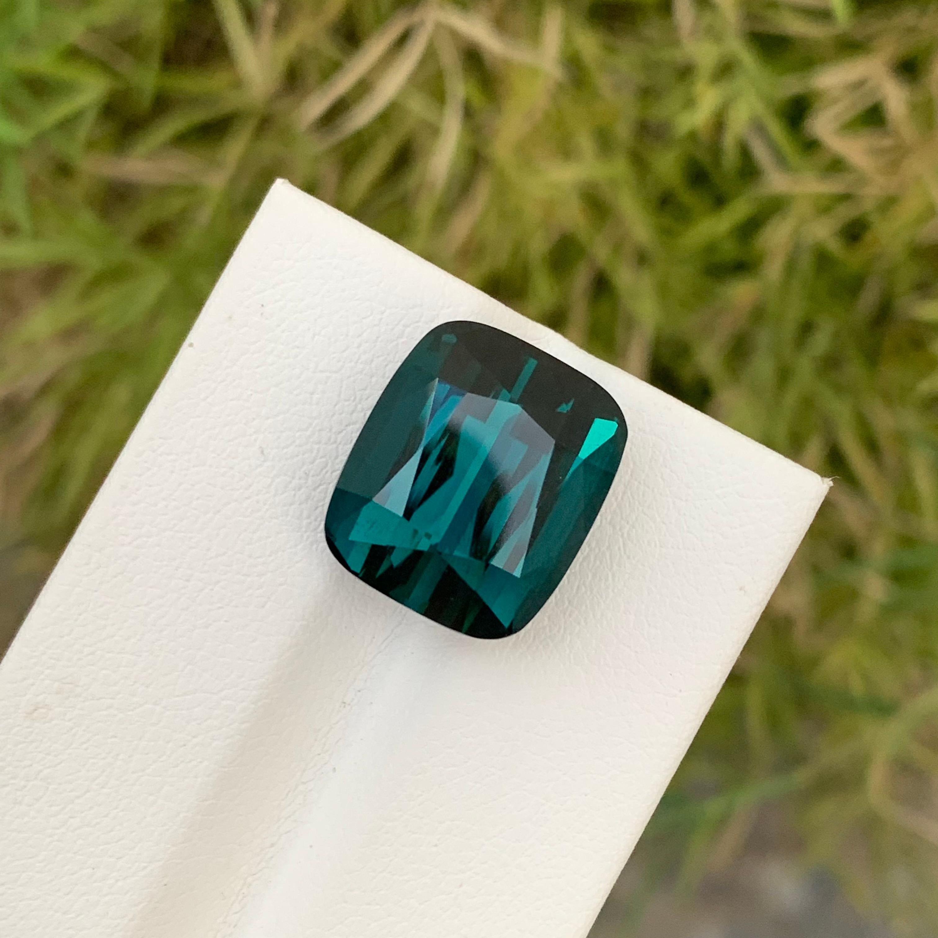 15.20 Carat Natural Loose Indicolite Tourmaline Big Cushion Shape Gemstone For Sale 2