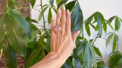 15.20 Carats Rose Quartz Diamond Pink Tourmaline 18K Yellow Gold Cocktail Ring