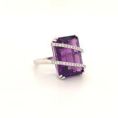 15.21 Carat Amethyst Diamond Cocktail Ring