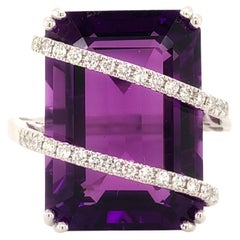 15.21 Carat Amethyst Diamond Cocktail Ring