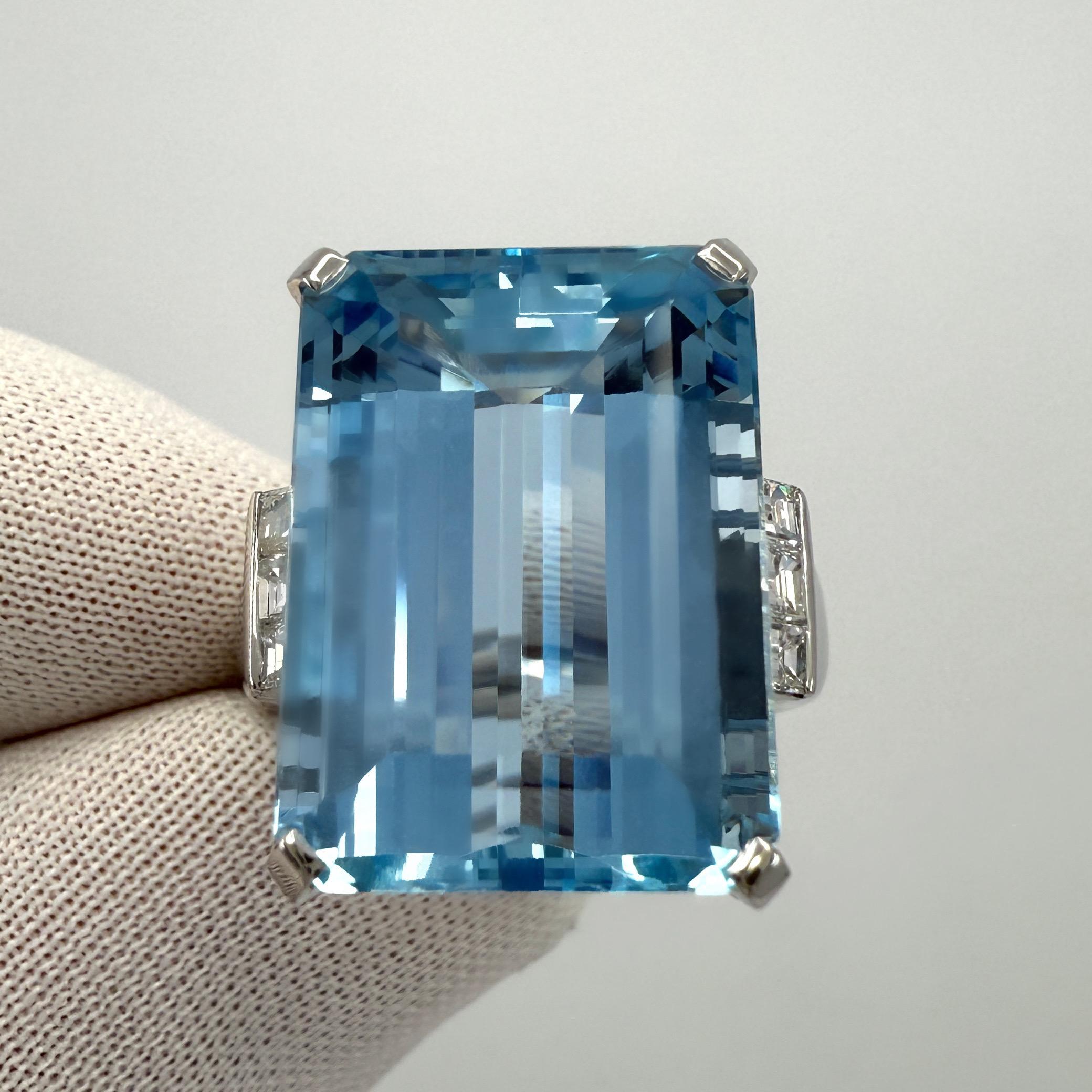 Platinring 15.21 Karat feiner Santa Maria Blauer Aquamarin im Smaragdschliff und Diamant im Angebot 7