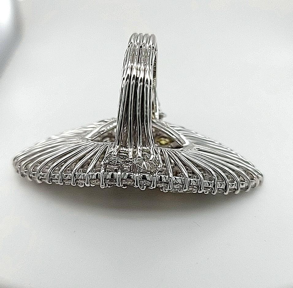 Women's or Men's 18kt White Gold Cocktail Ring 15.22ct Diamond, Can Be Bought  with Earring For Sale
