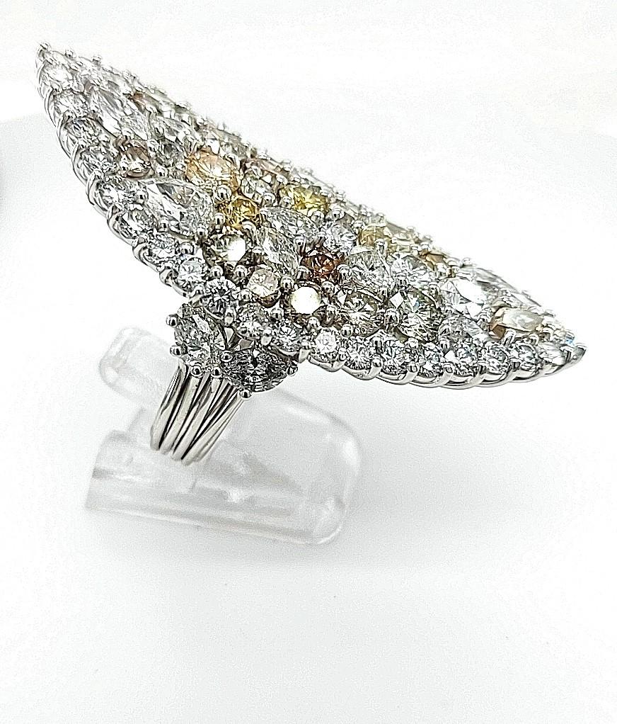 Brilliant Cut 18kt White Gold Cocktail Ring 15.22ct Diamond, Can Be Bought  with Earring For Sale