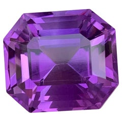 15.25 Carat Loose Royal Purple Amethyst Emerald Cut Natural Brazilian Gemstone