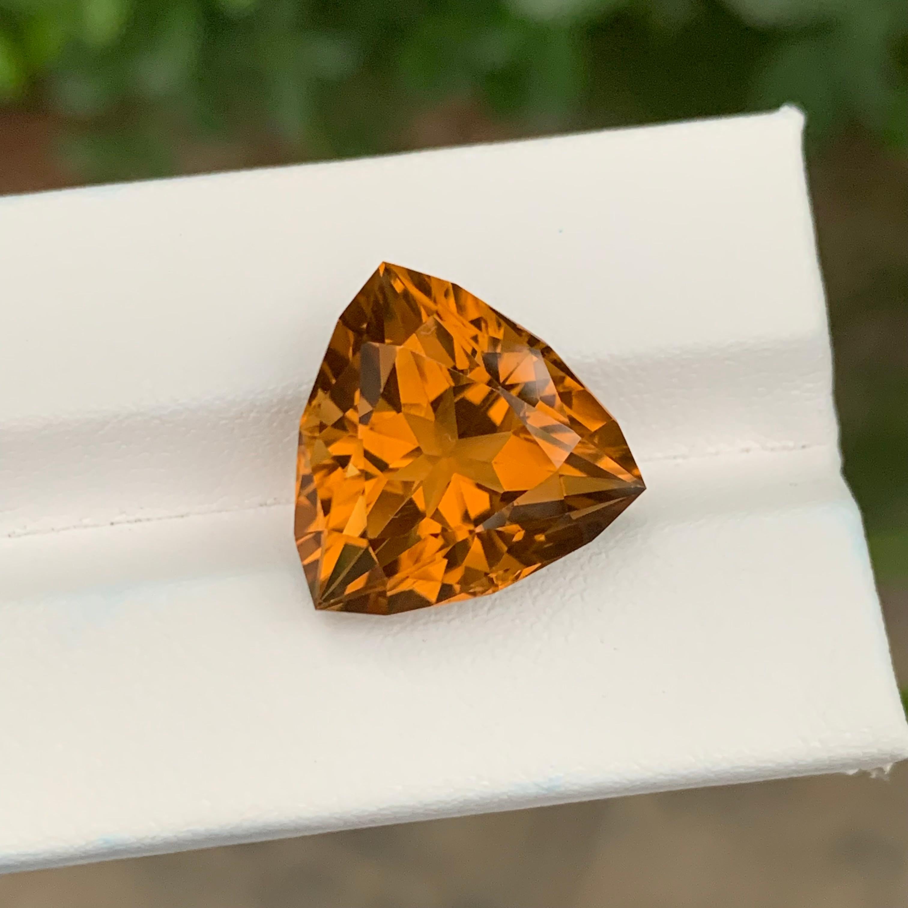 15.25 carats Citrine miel en vrac Forme trillion en vente 4