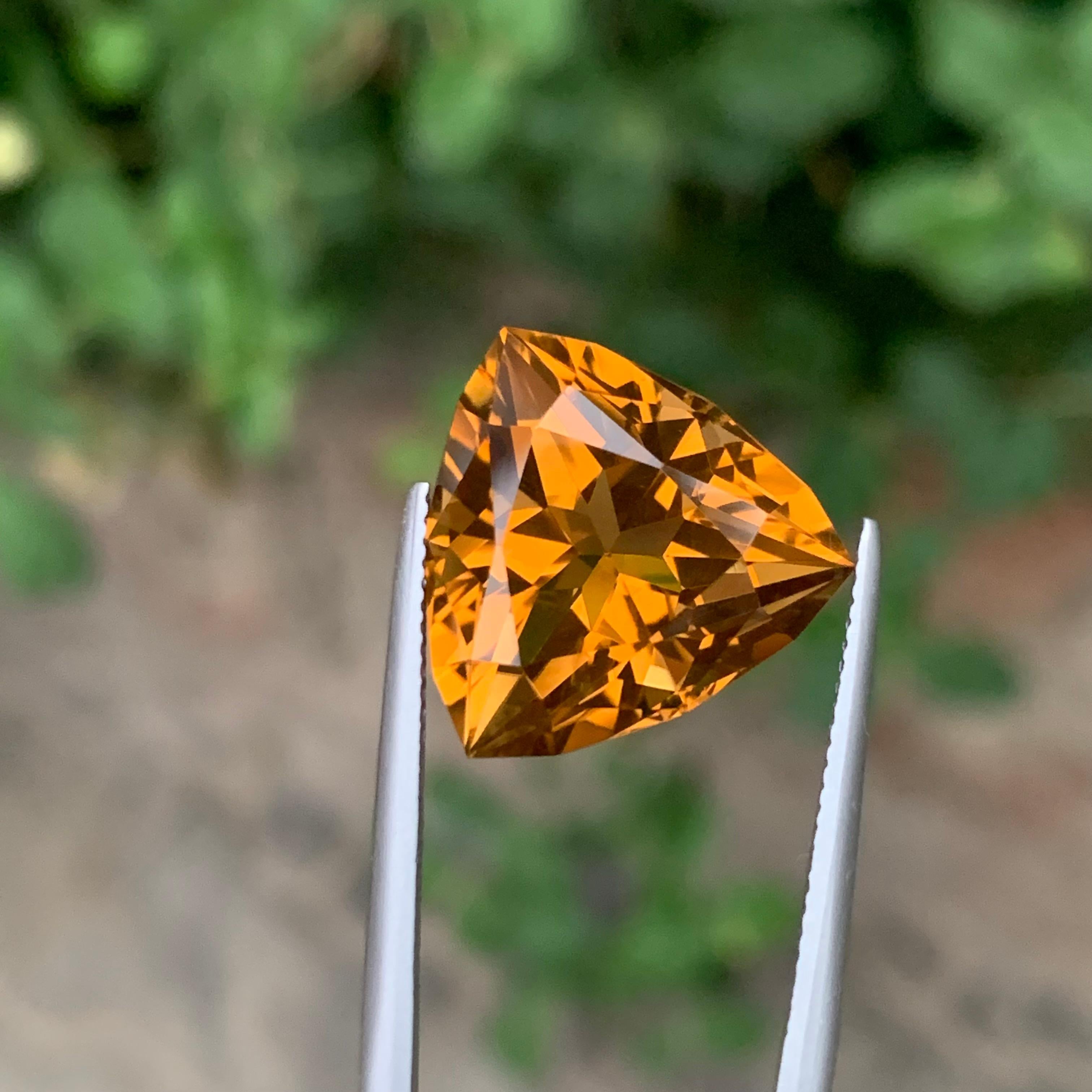15.25 carats Citrine miel en vrac Forme trillion Unisexe en vente