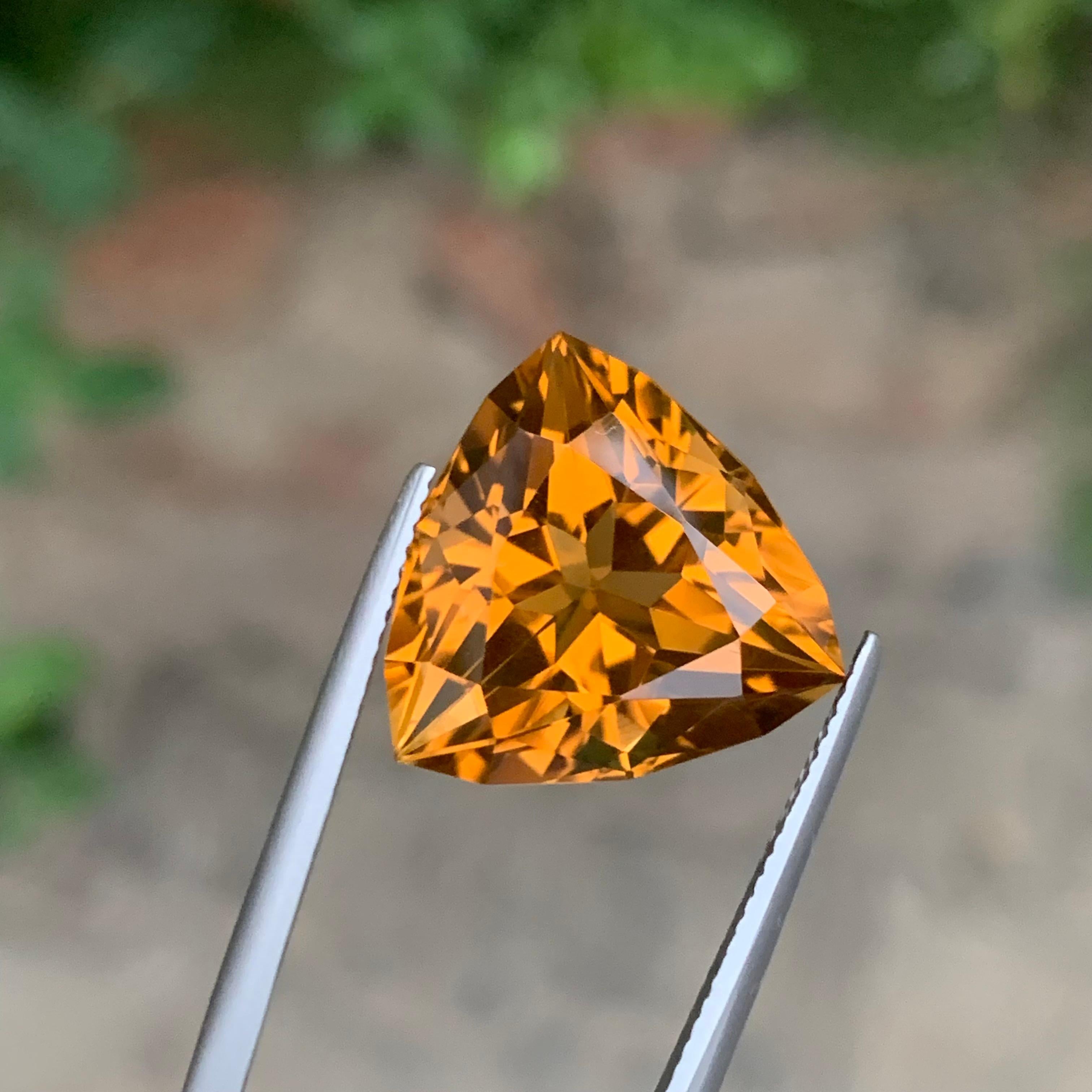 15.25 carats Citrine miel en vrac Forme trillion en vente 1