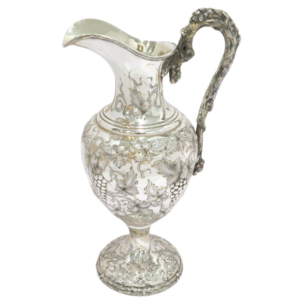 Sterling Silber Schofield Antike Weinrebe Repousse & Griff Krug