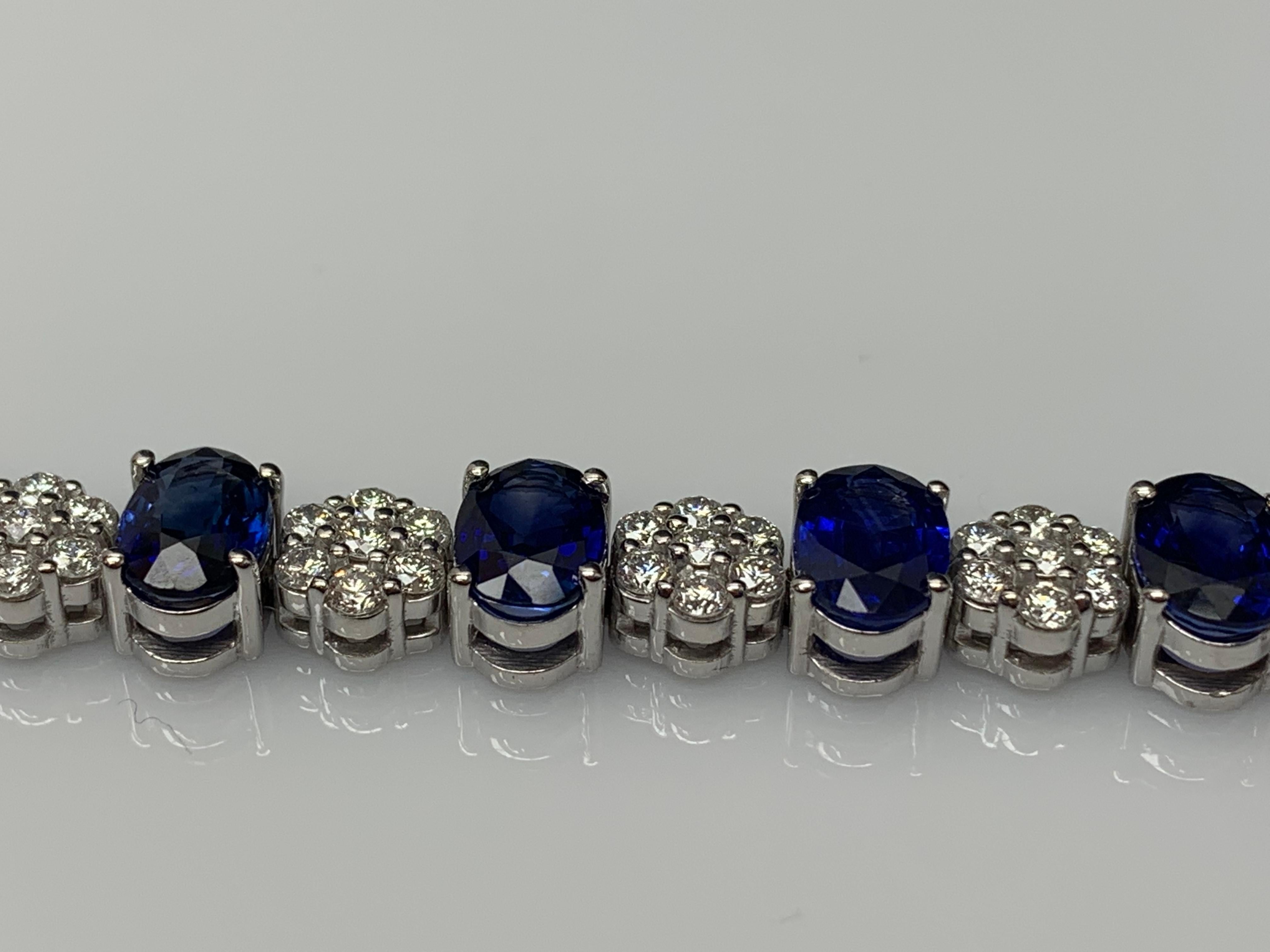 Tennisarmband aus 14 Karat Weißgold mit 15,26 Karat blauem Saphir im Ovalschliff und Diamant im Angebot 11