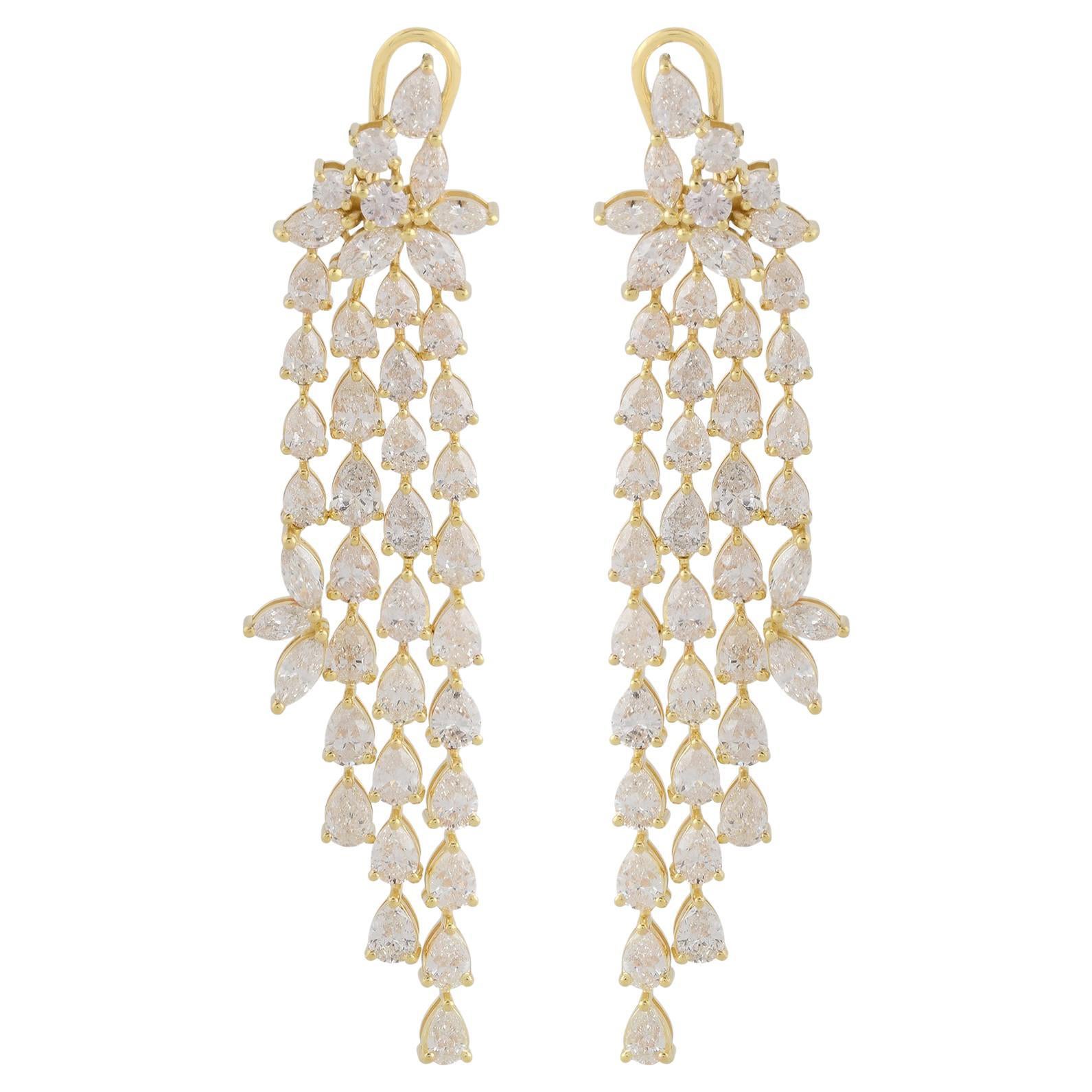 15,26 Karat SI/H Birnen-Diamant-Kronleuchter-Ohrringe 14 Karat Gelbgold-Schmuck
