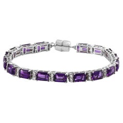 15.27 Ct Amethyst Tennis Bracelet 925 Sterling Silver Bridal Engagement Bracelet