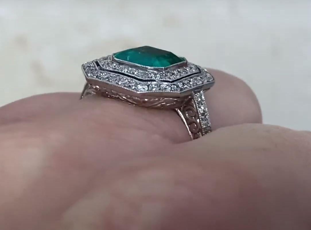 1.52ct Asscher Cut Colombian Emerald Engagement Ring, Platinum For Sale 2