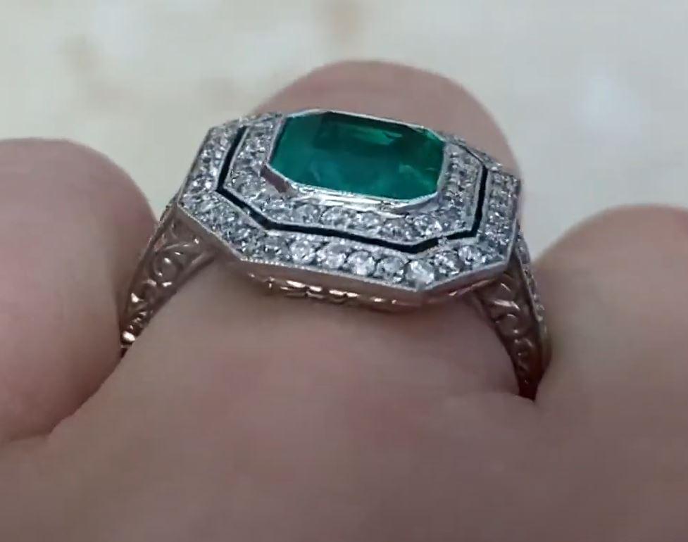 1.52ct Asscher Cut Colombian Emerald Engagement Ring, Platinum For Sale 3