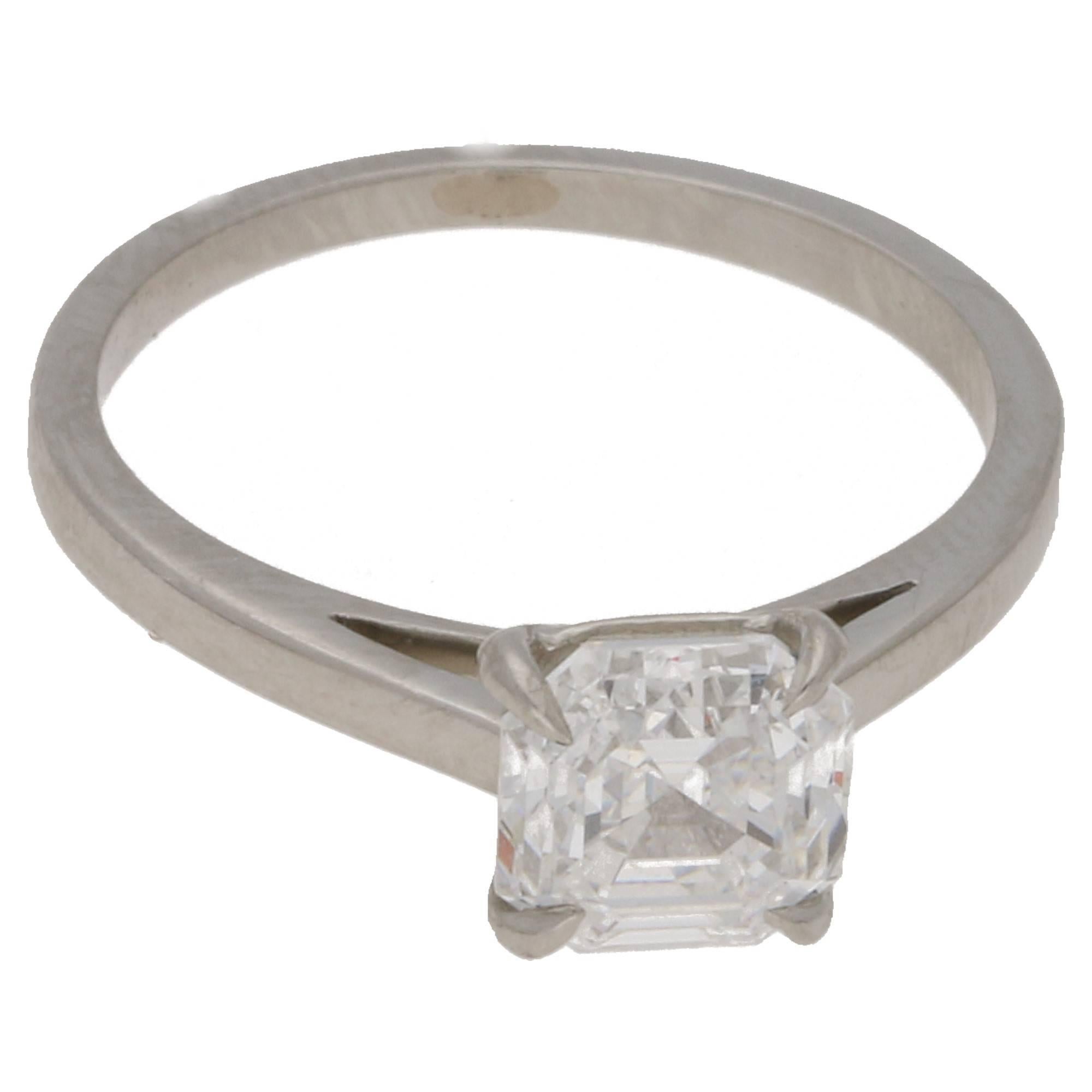 Asscher Cut Diamond Single Stone Engagement Ring 1.52ct 