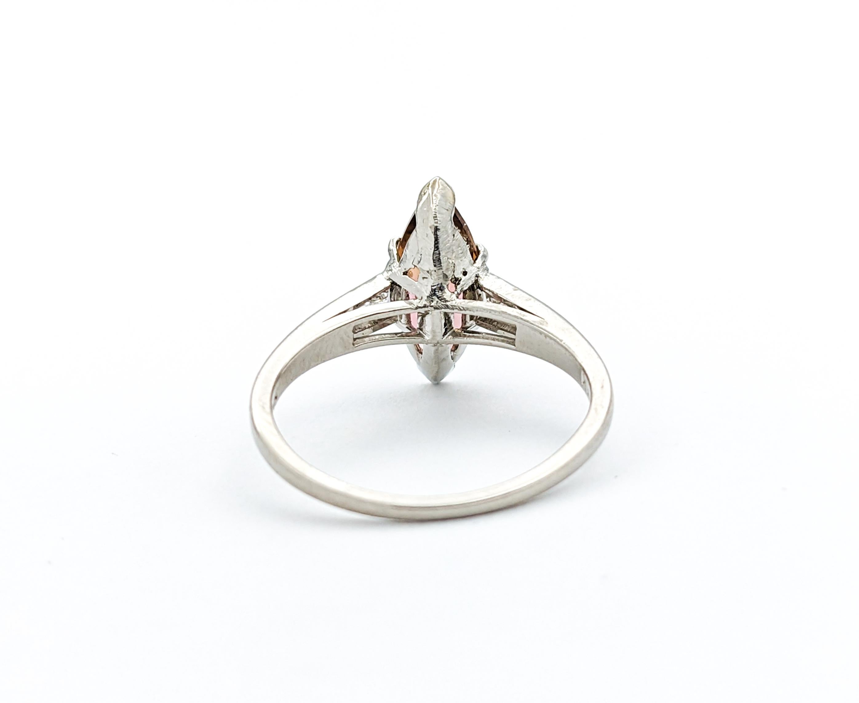 Women's 1.52ct Bi-Color Tourmaline Marquise & Diamond Ring In Platinum For Sale