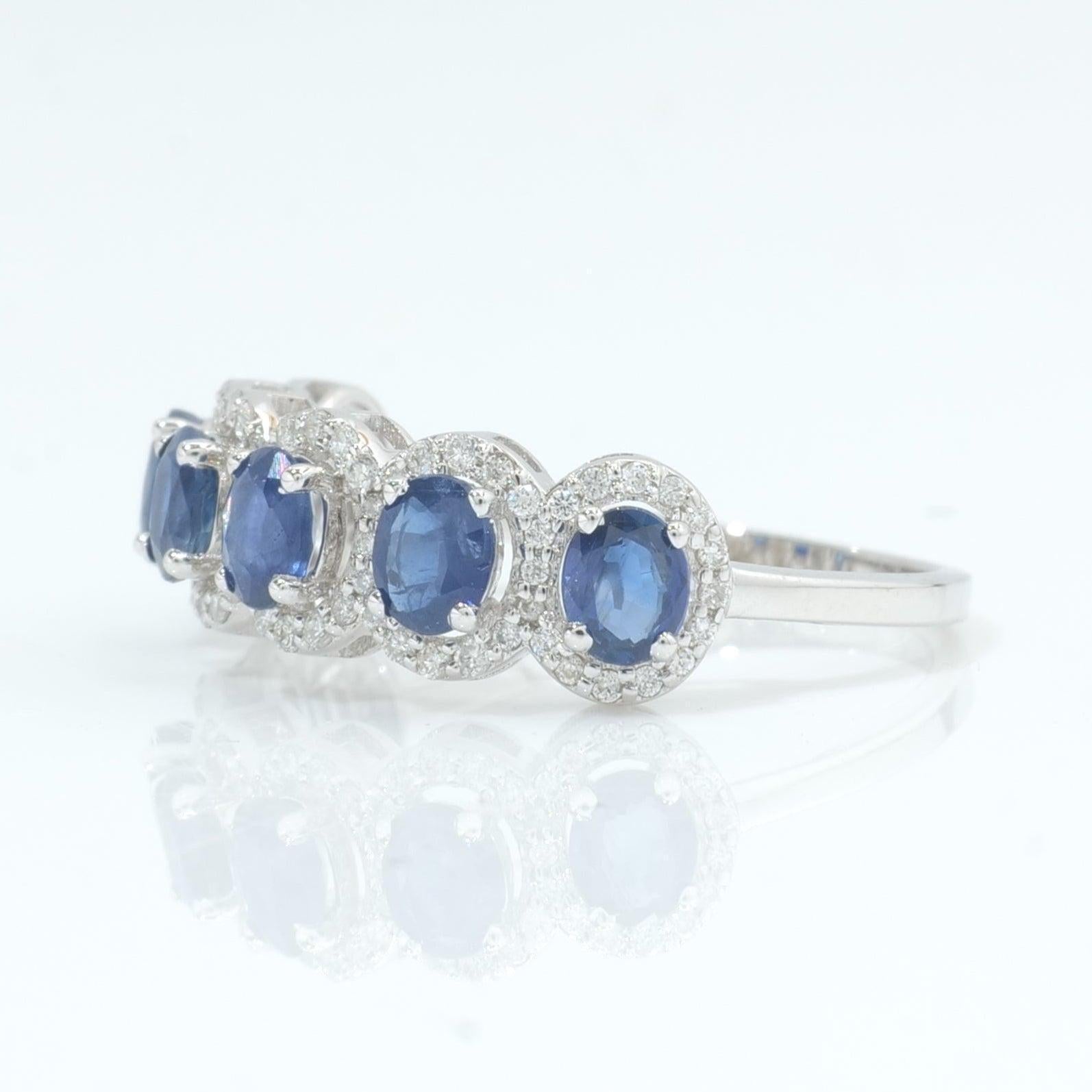 Ewigkeitsring mit blauem Saphir und Diamanten, 1,52 Karat, 14 Karat Massivgold (zertifiziert) Damen im Angebot