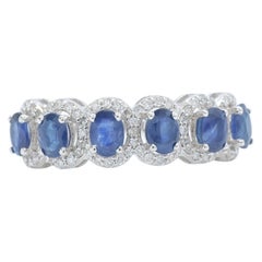 Ewigkeitsring mit blauem Saphir und Diamanten, 1,52 Karat, 14 Karat Massivgold (zertifiziert)