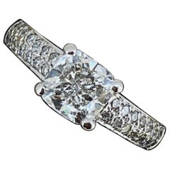 1.52ct Cushion Cut Earth-Mined GIA Diamond (E/SI) 18K White Gold Ring by Diamor.