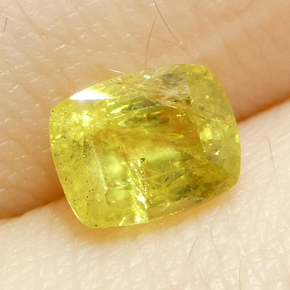 1.52ct Saphir jaune coussin de Tanzanie en vente 6