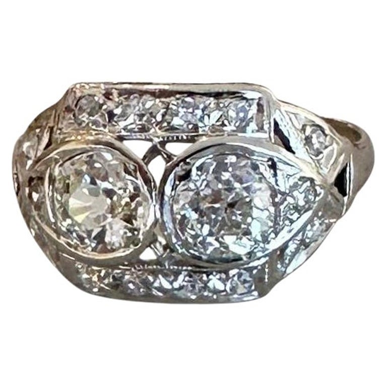 1.52CT Diamond Platinum Antique Art Deco Ring For Sale