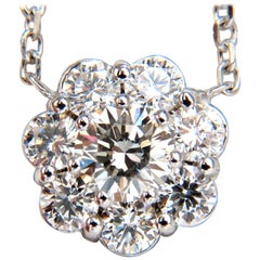 1.52ct Diamonds Halo Cluster Necklace 14kt*