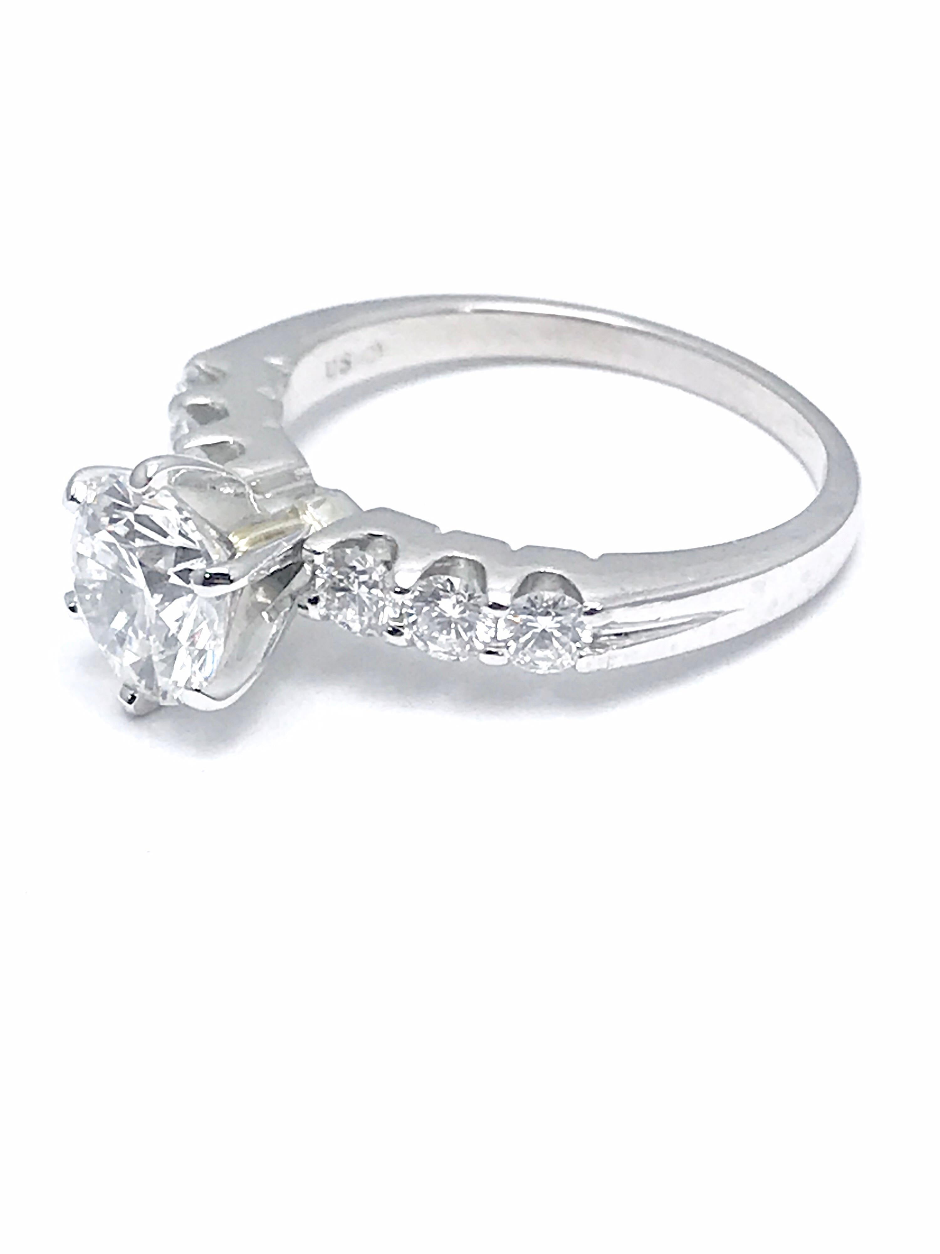 Round Cut 1.52 Carat F/IF Round Brilliant Diamond with 0.60 Carat Platinum Engagement Ring