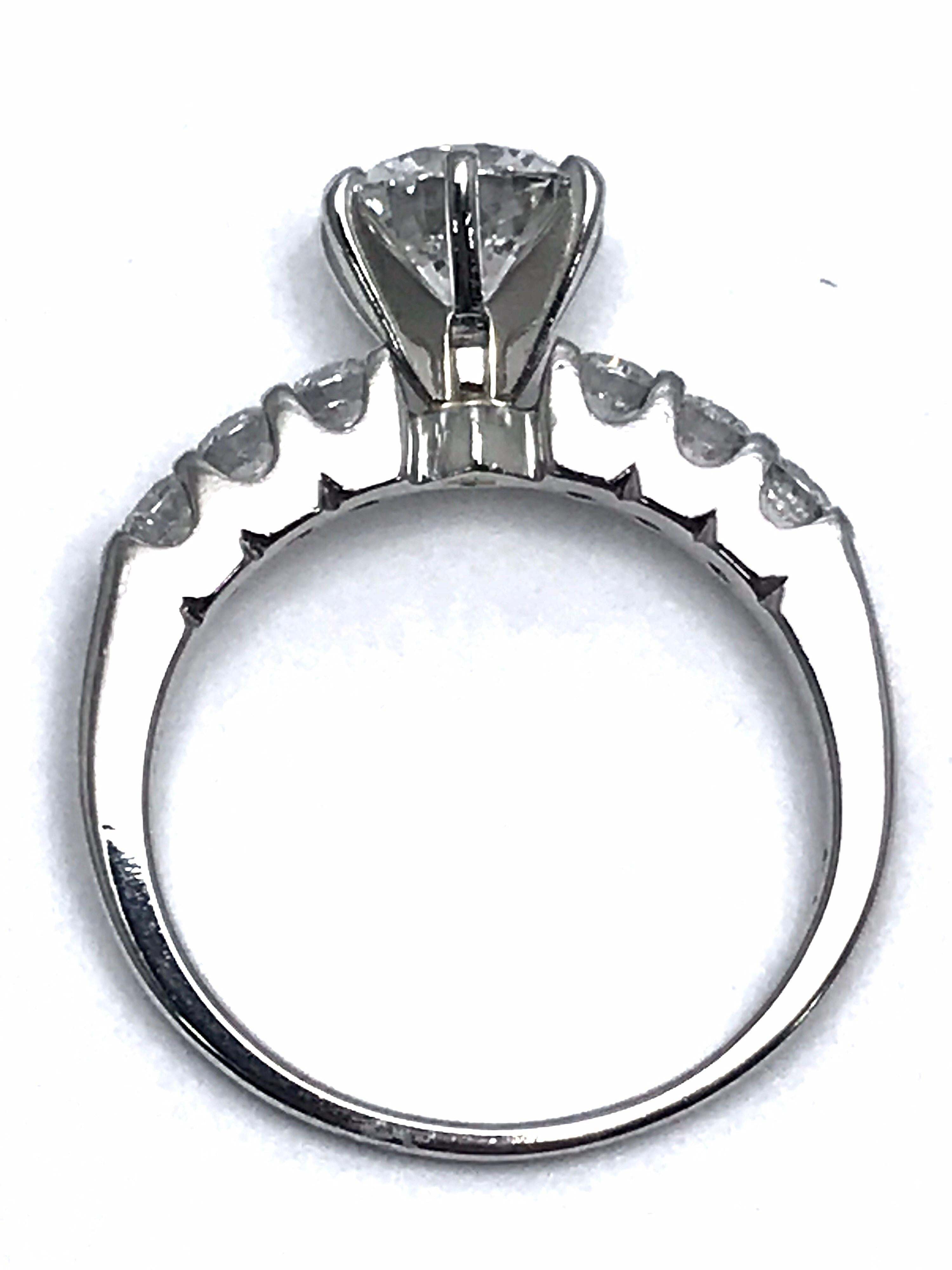 1.52 Carat F/IF Round Brilliant Diamond with 0.60 Carat Platinum Engagement Ring 2