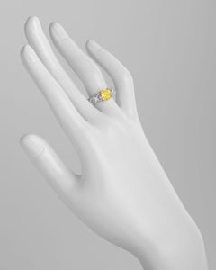 1.52 Carat Fancy Deep Brownish Greenish Yellow Diamond Ring