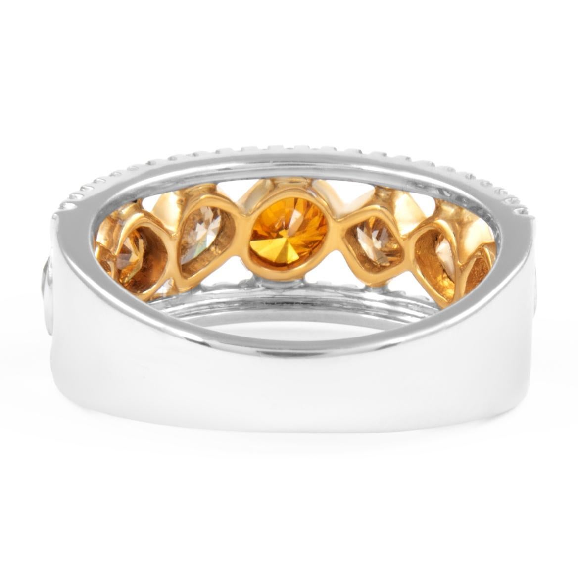 1.52ct Fancy Orange Brown Diamond Cocktail Ring 18k Two Tone In New Condition For Sale In BEVERLY HILLS, CA