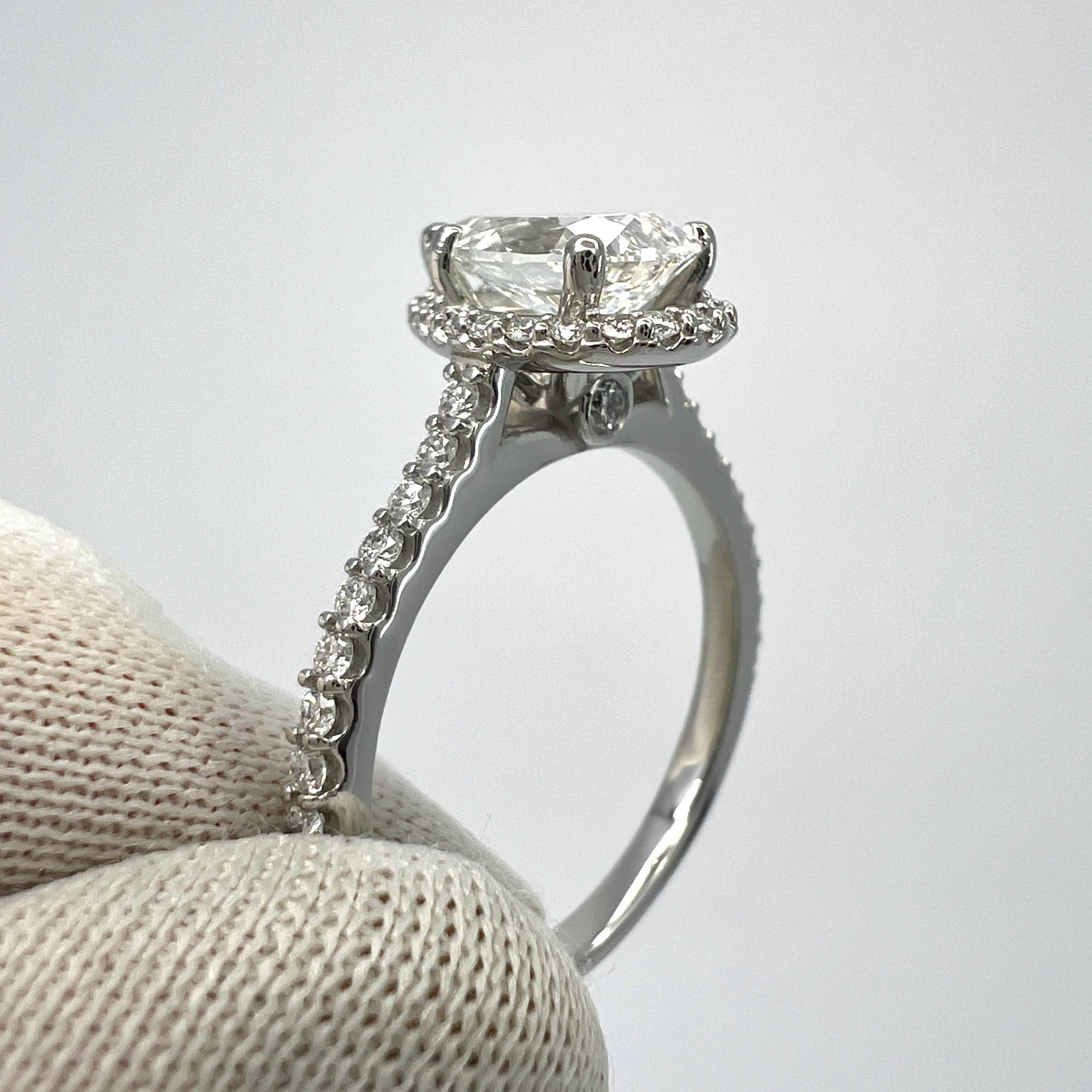 1.52ct GIA Certified Natural Pear Cut Diamond VVS1 G Platinum Halo Cluster Ring For Sale 5