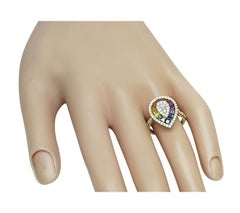 1.52ct Multi Color Sapphire 0.84ct Diamond 18k Yellow Gold Ring