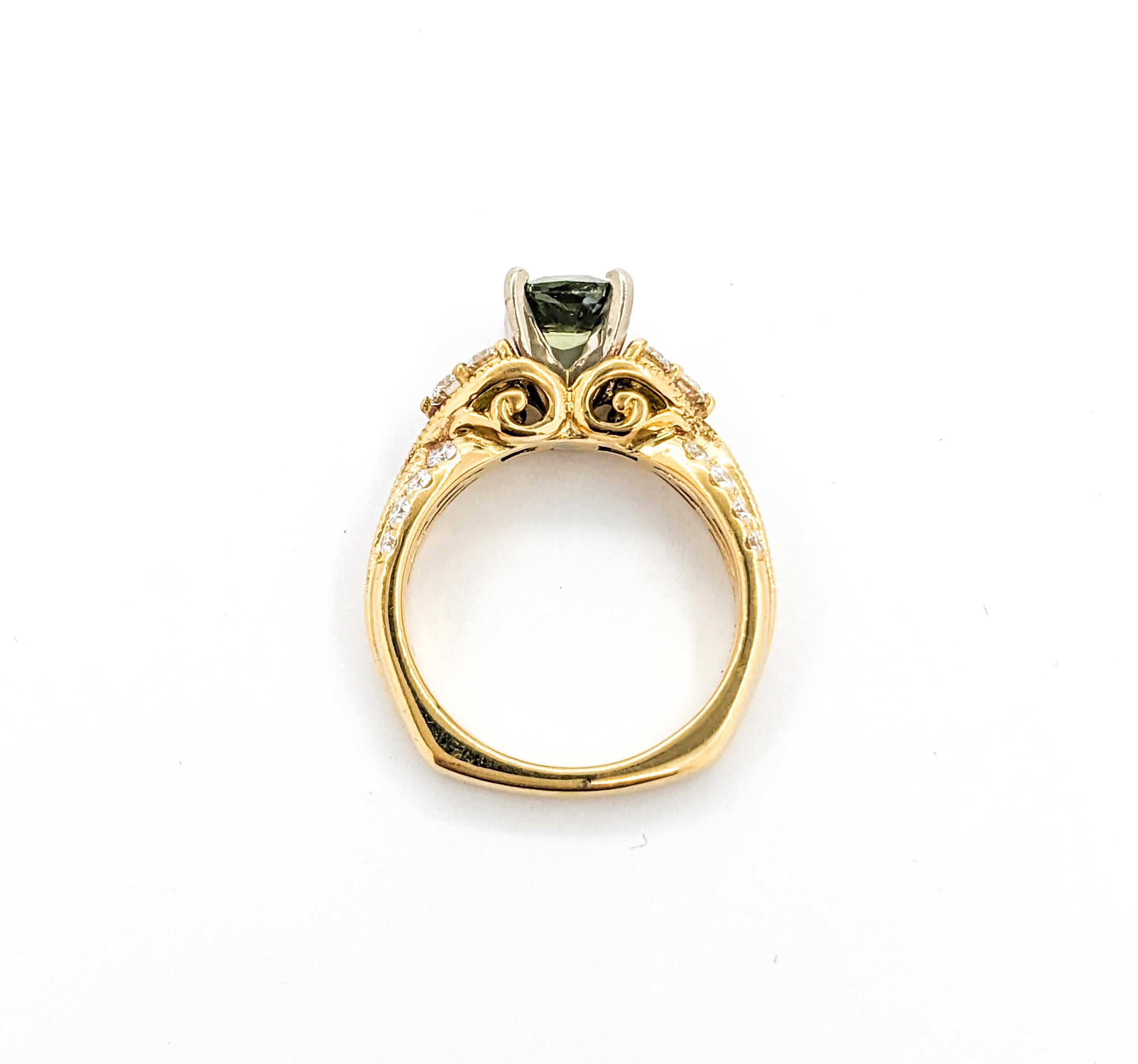 1,52ct Natürliche Alexandrit & Diamant Ring Set in 18kt Gelbgold GIA 5