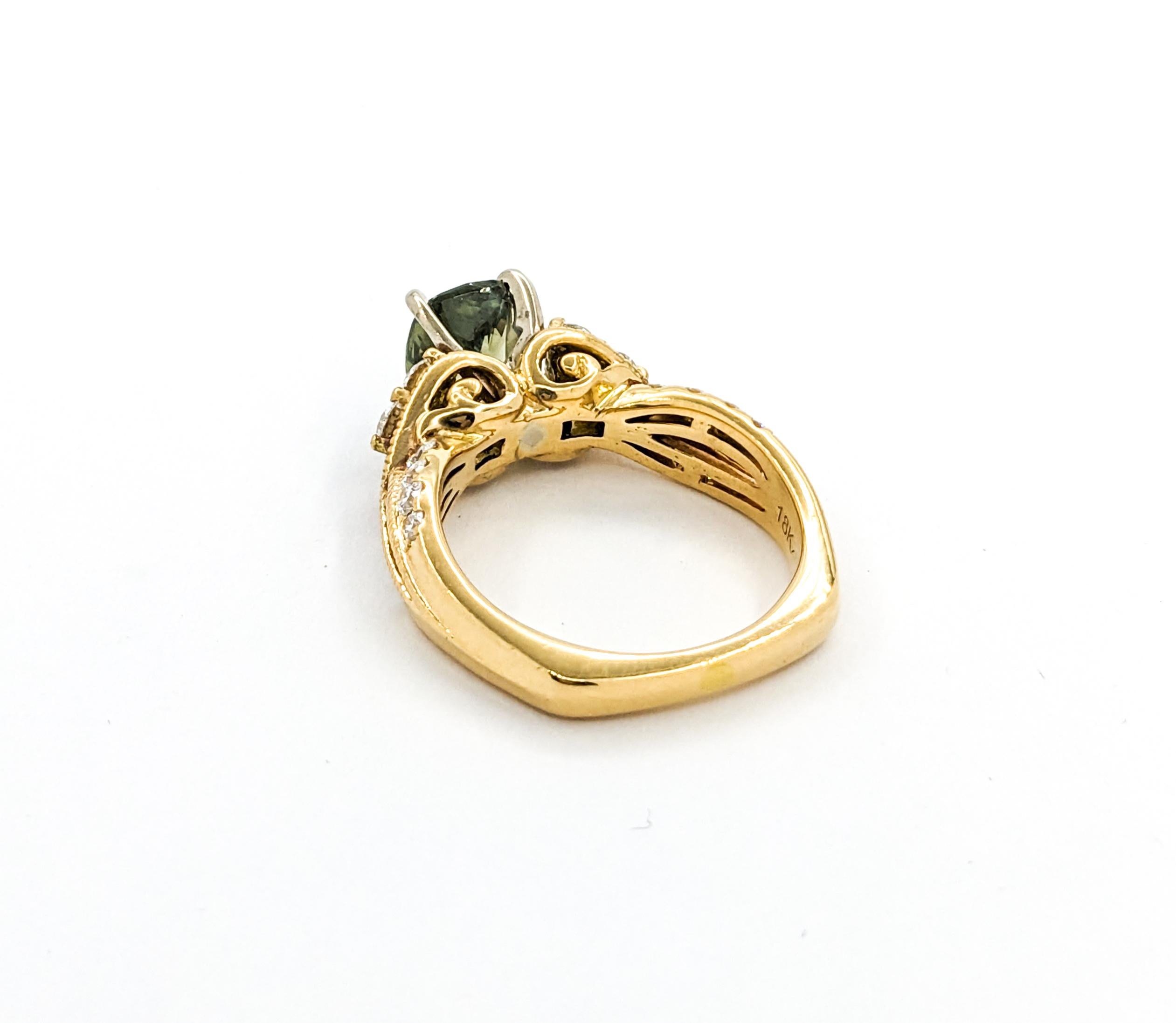 1,52ct Natürliche Alexandrit & Diamant Ring Set in 18kt Gelbgold GIA 6