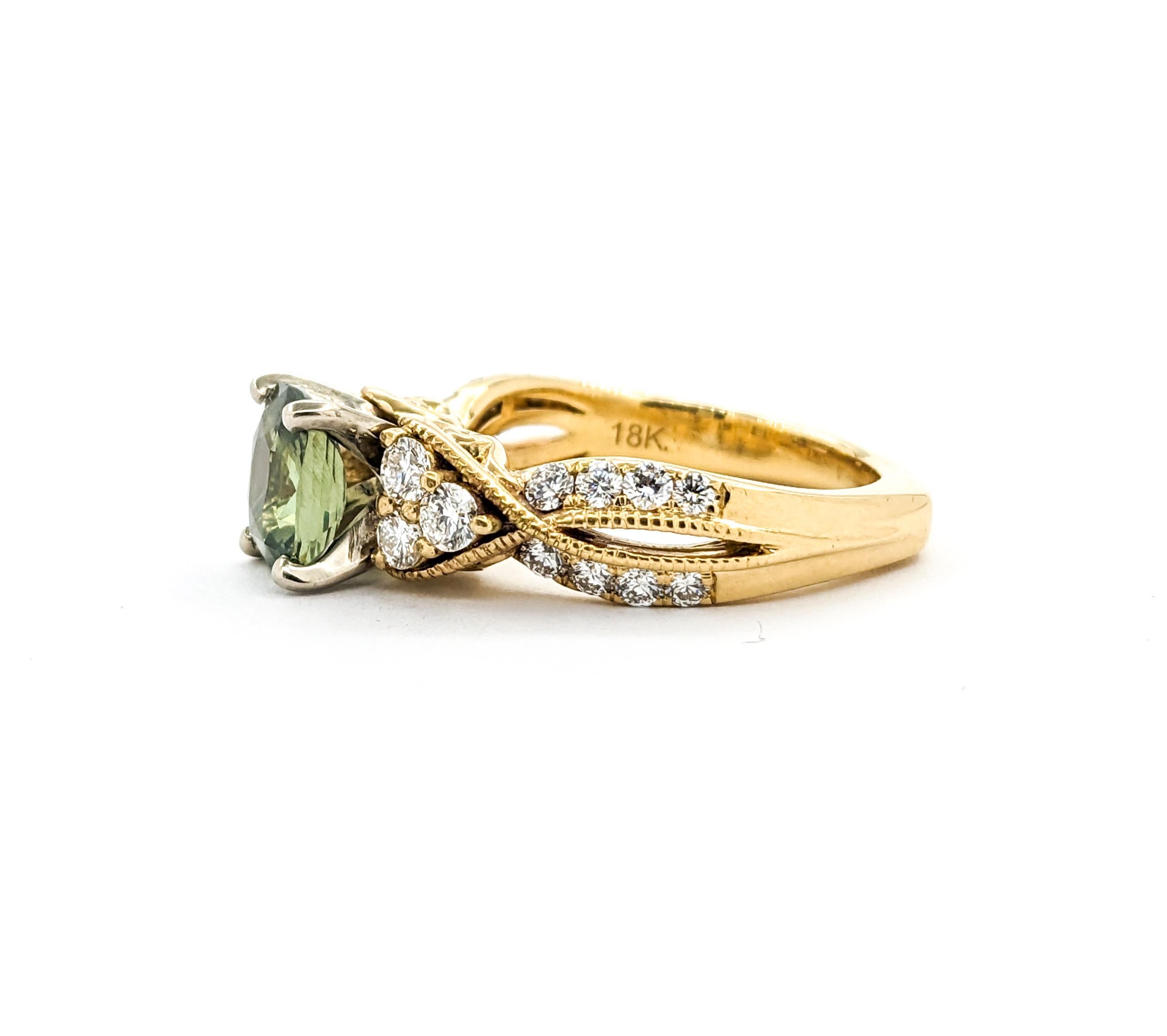 1,52ct Natürliche Alexandrit & Diamant Ring Set in 18kt Gelbgold GIA 7