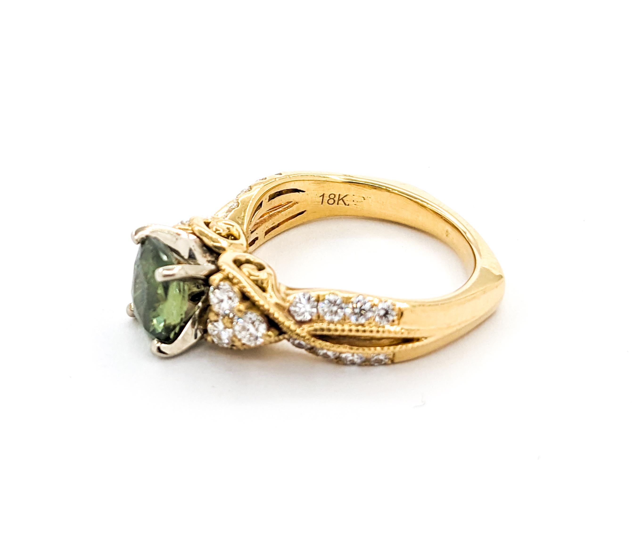 1,52ct Natürliche Alexandrit & Diamant Ring Set in 18kt Gelbgold GIA 8