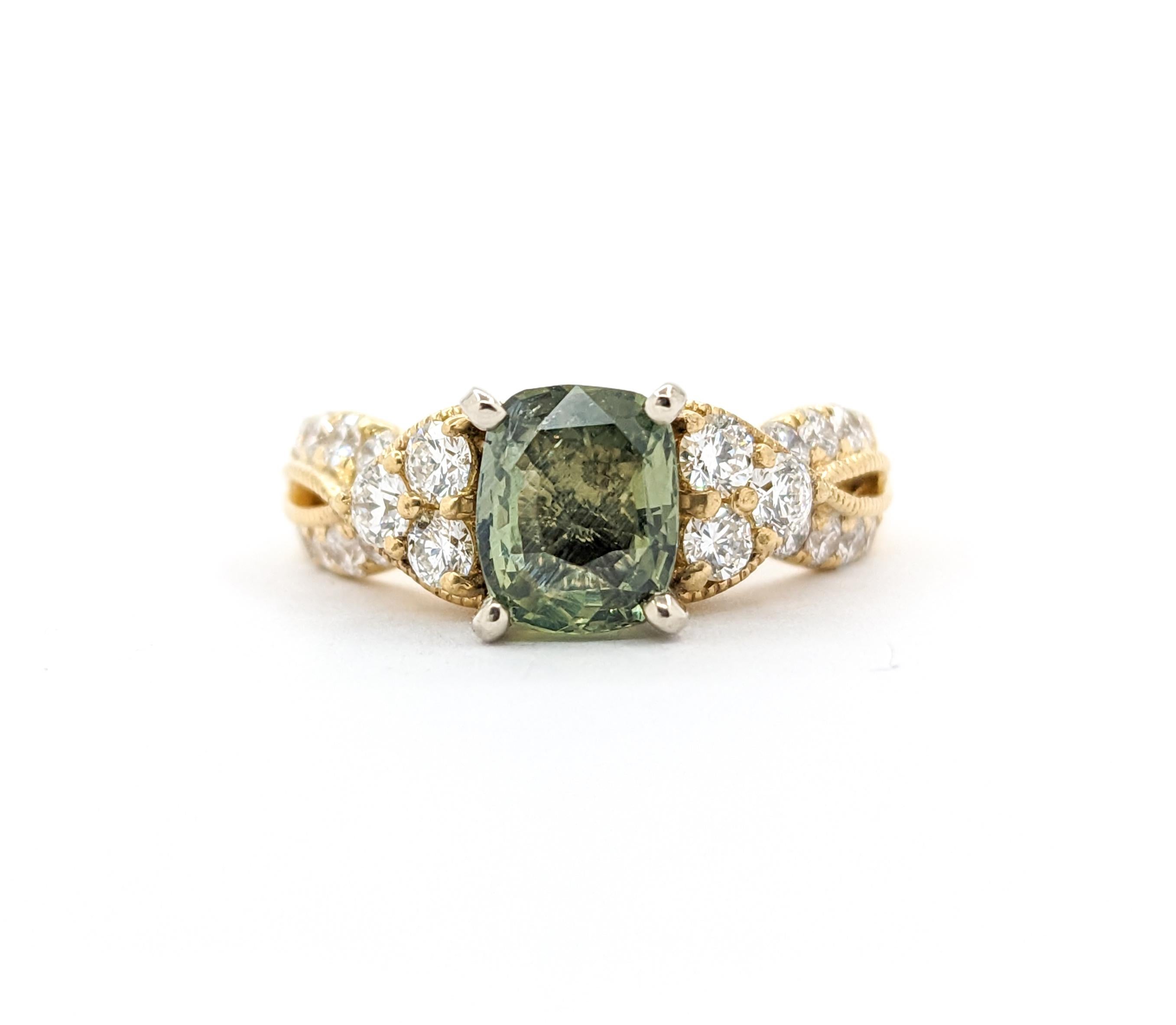 1,52ct Natürliche Alexandrit & Diamant Ring Set in 18kt Gelbgold GIA 9