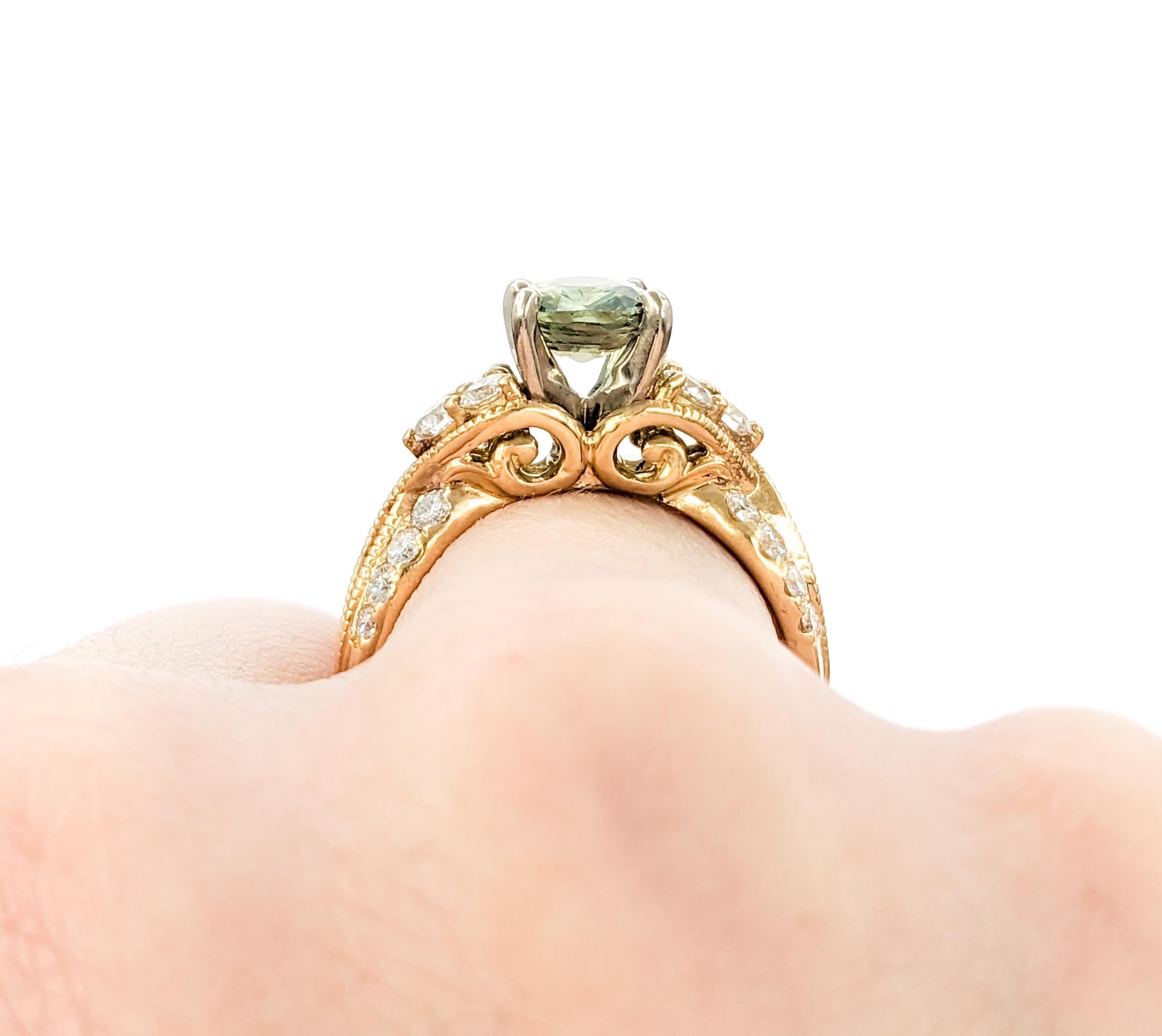 1,52ct Natürliche Alexandrit & Diamant Ring Set in 18kt Gelbgold GIA Damen
