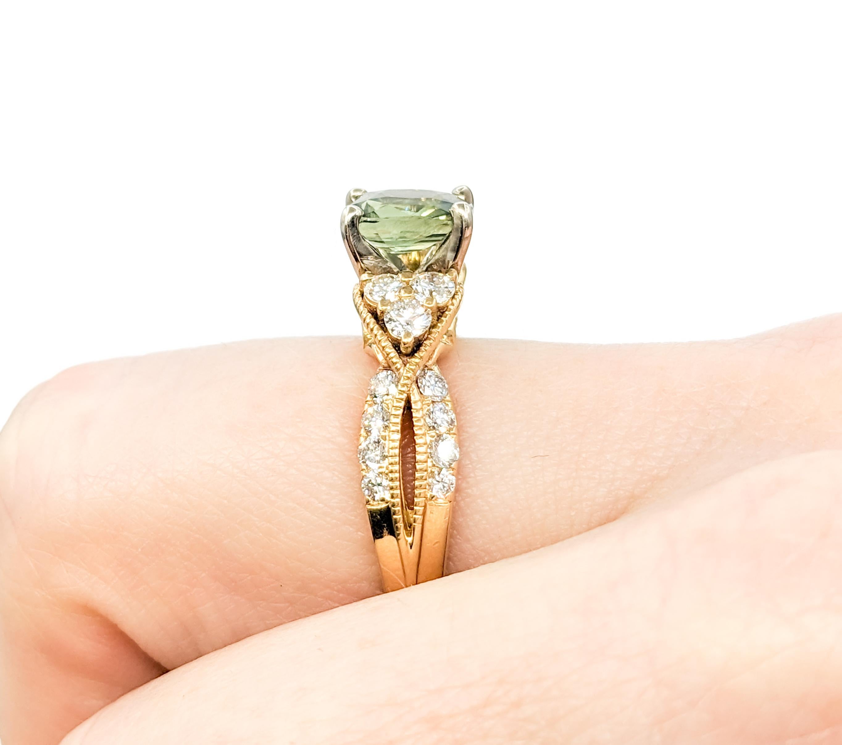 1,52ct Natürliche Alexandrit & Diamant Ring Set in 18kt Gelbgold GIA 1