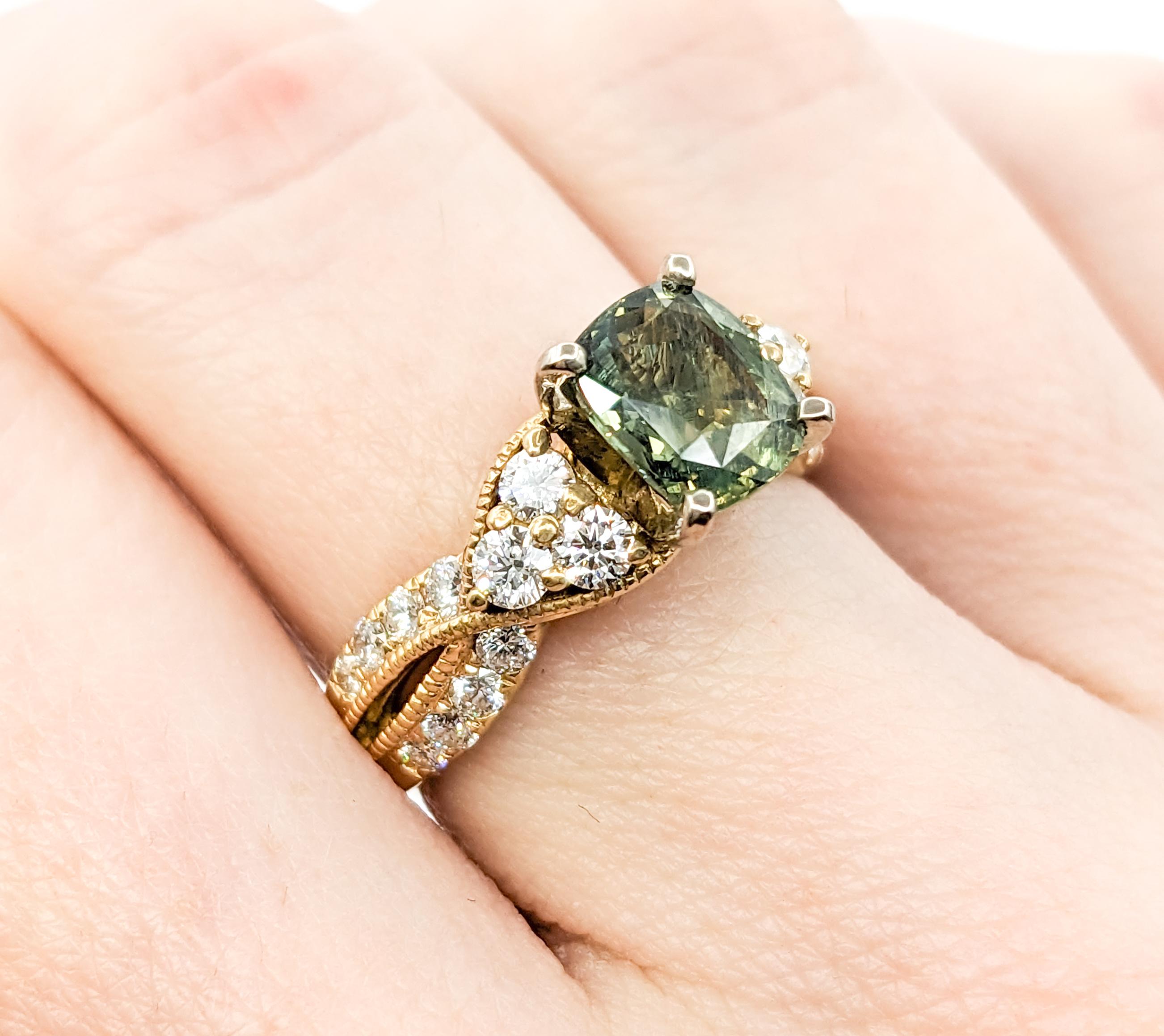 1,52ct Natürliche Alexandrit & Diamant Ring Set in 18kt Gelbgold GIA 2