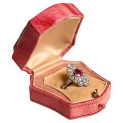 Oval Cut Ruby Ring (Approx 1.50-Carats), Diamond Halo, 18k Yellow Gold
