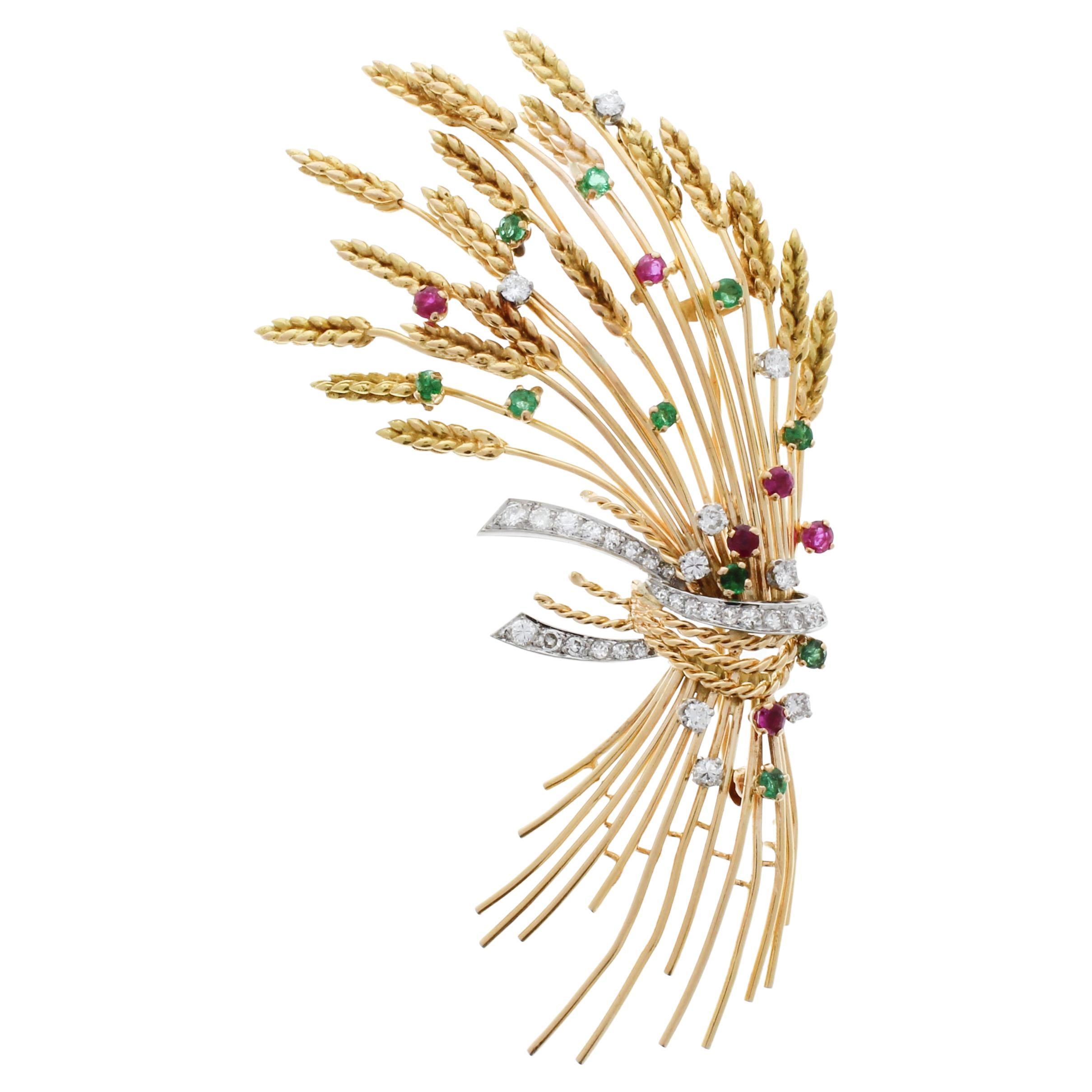 1.52CTW Mixed Gemstone and 1.01CTW Diamond Pendant in 18K Yellow Gold Platinum For Sale