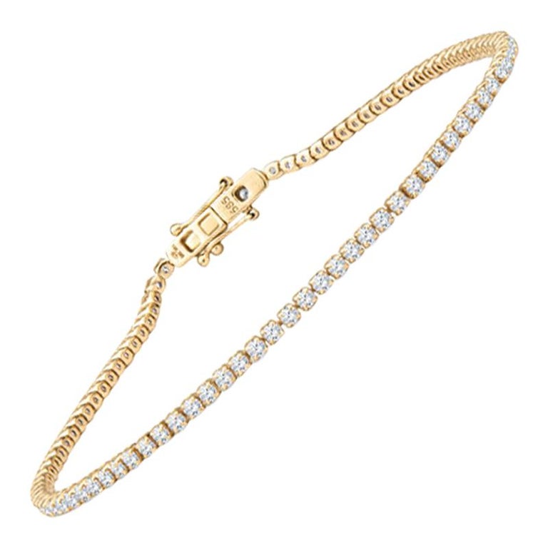 1.52ctw Round Brilliant Diamond Tennis Bracelet in 14kt Gold For Sale